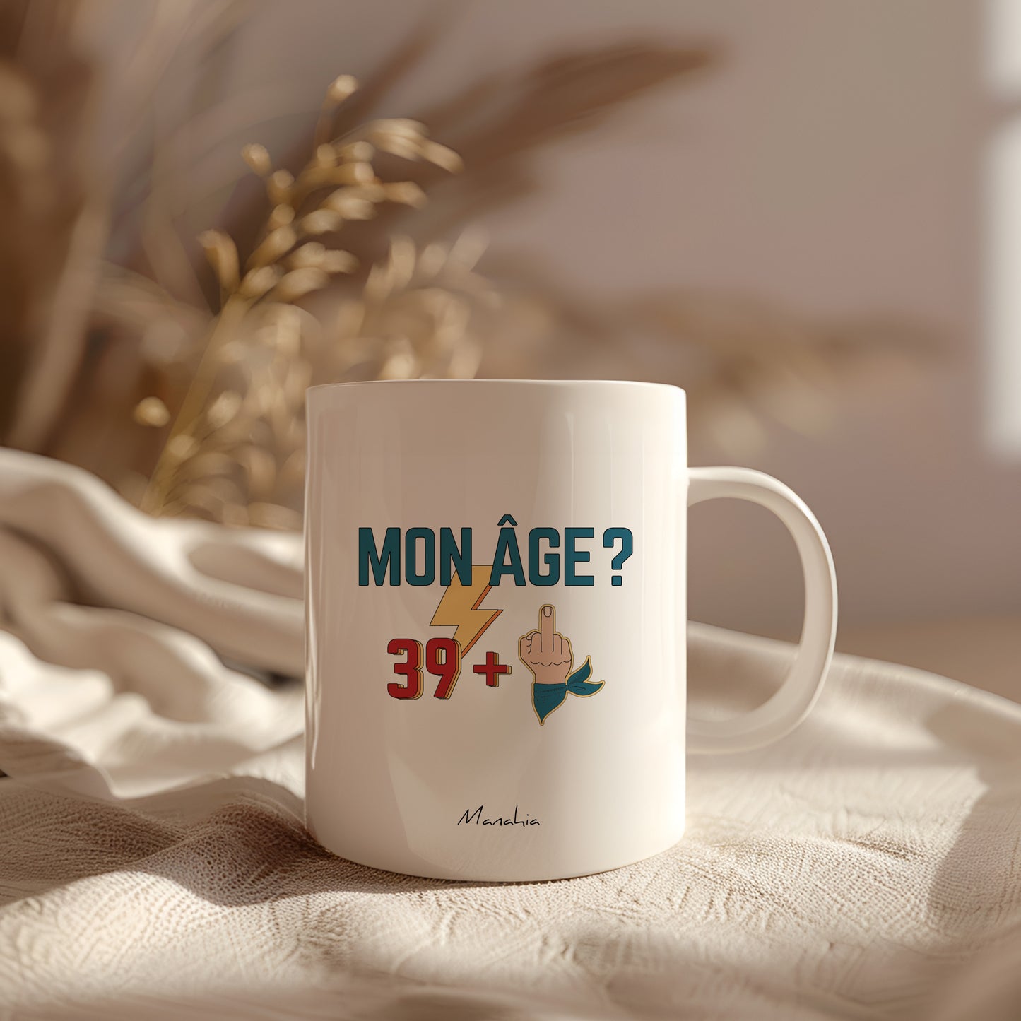 Mug anniversaire 40 ans - Homme - Mon âge ? 39 + - Manahia