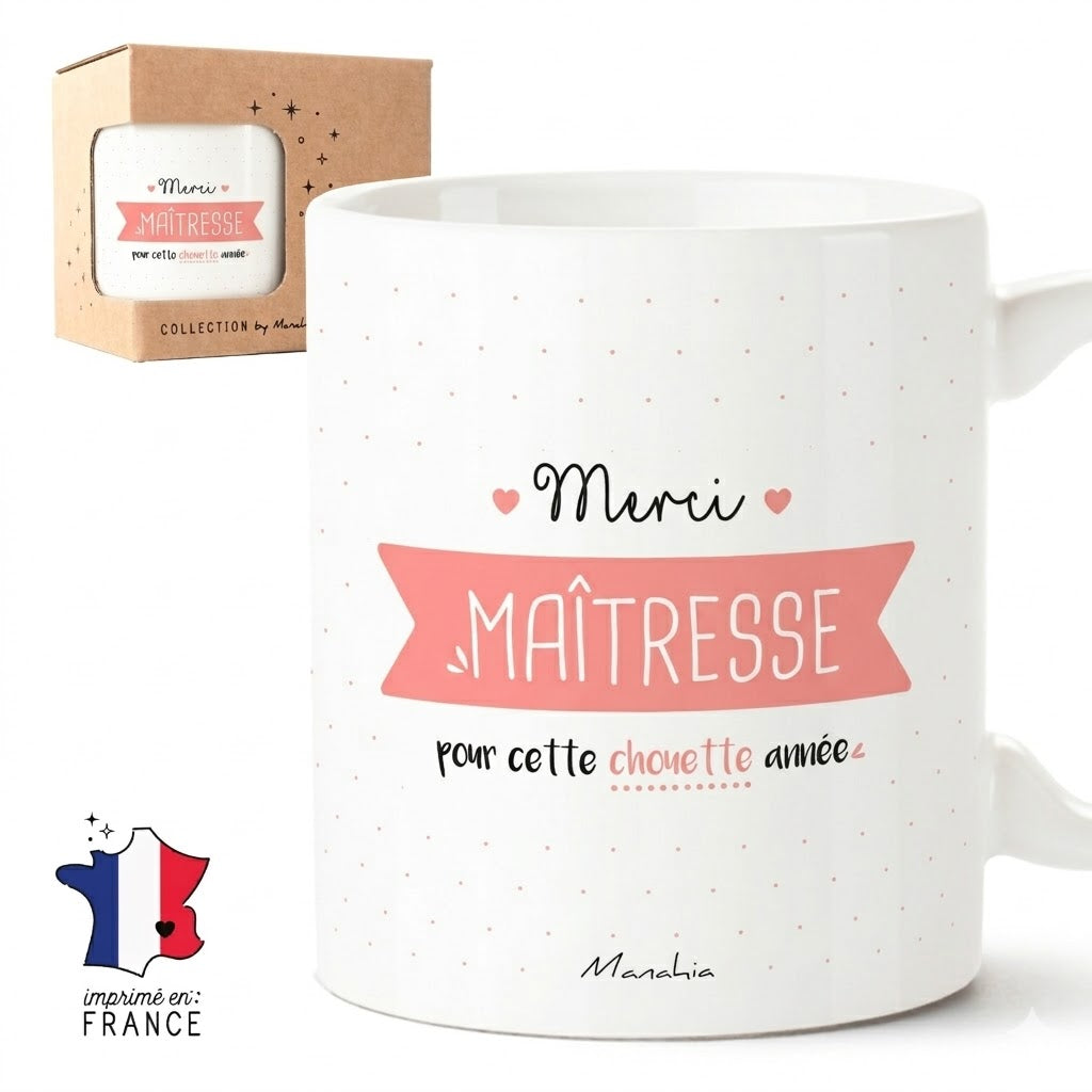 Mug maîtresse – Merci maîtresse pour cette chouette année – cadeau maîtresse – fin d’année scolaire
