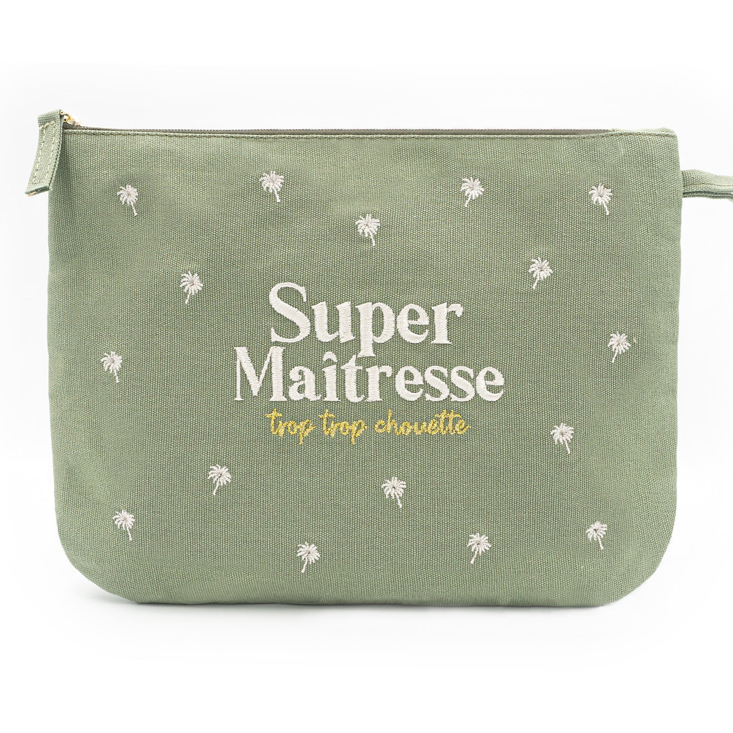 Pochette brodée - Super maîtresse trop trop chouette