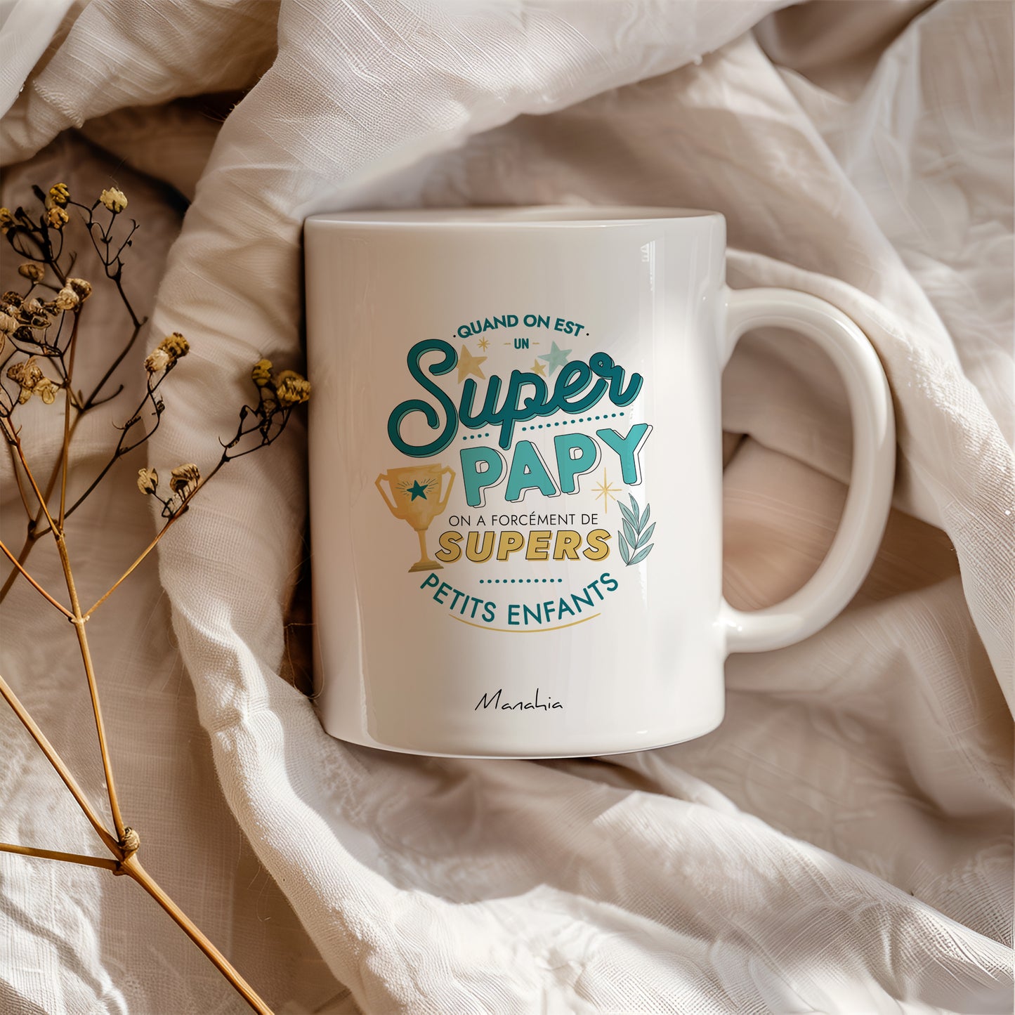 Mug papy - Quand on est un super papy, on a forcément de supers petits enfants - Manahia