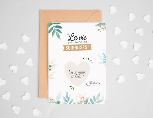 Carte à gratter - Coeur - On va avoir un bébé - Manahia