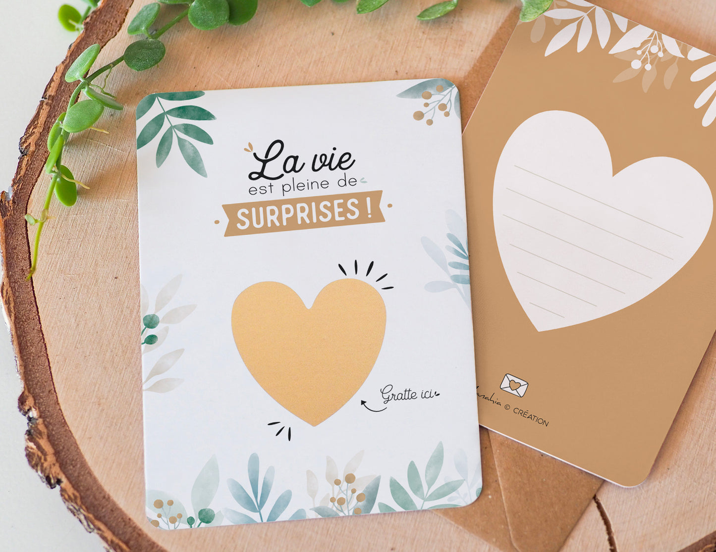 Carte à gratter - Coeur - La vie est pleine de surprises - Carte à personnaliser