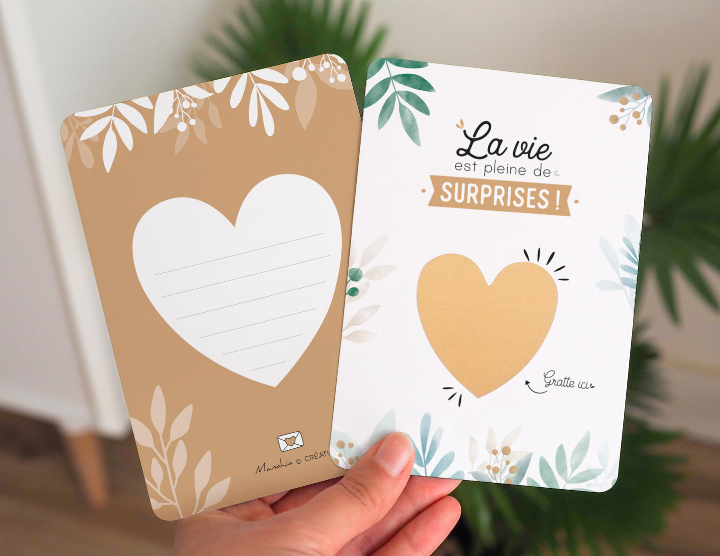 Carte à gratter - Coeur - La vie est pleine de surprises - Carte à personnaliser