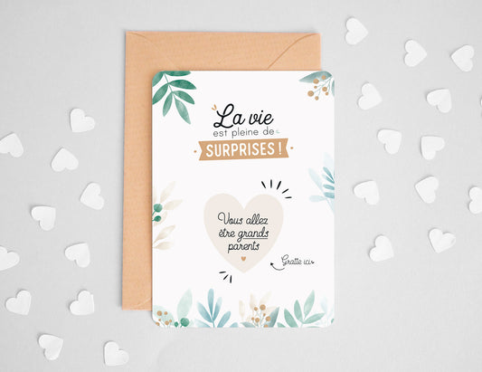 Carte à gratter - Coeur - Vous allez être grands-parents - Manahia