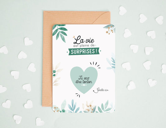 Carte à gratter - Coeur - Tu vas être tonton - Manahia