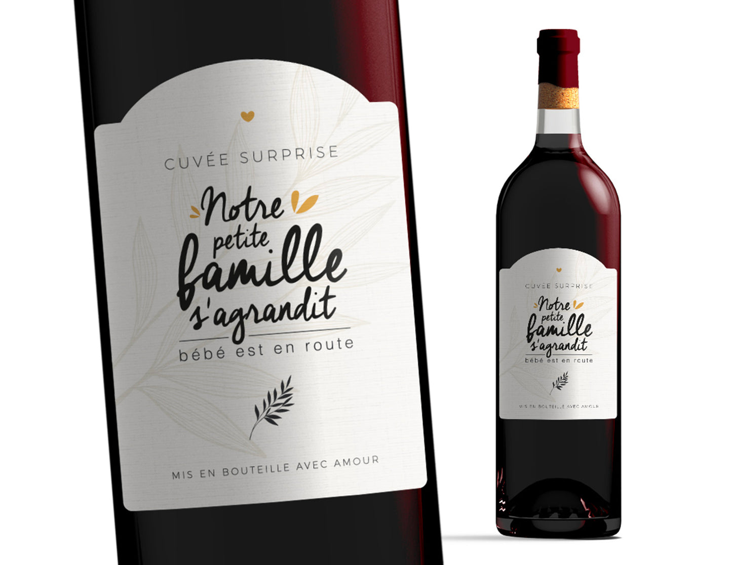 Etiquette bouteille - Notre petite famille s'agrandit - Manahia