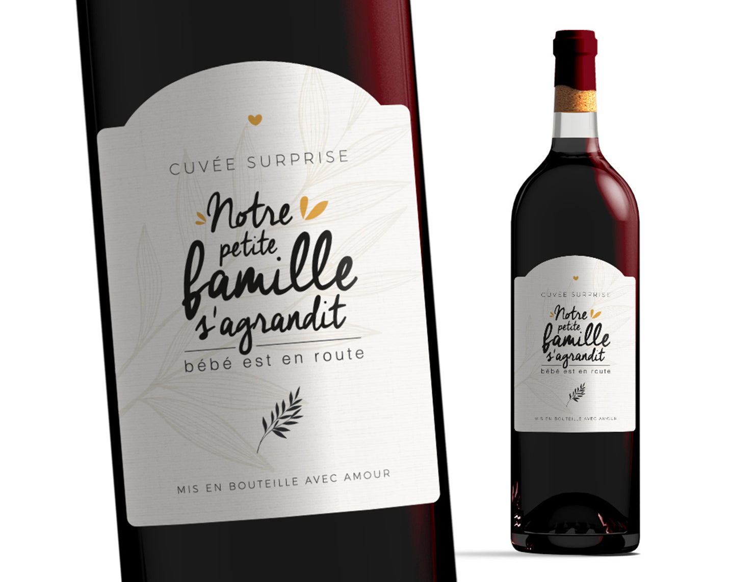 Etiquette bouteille - Notre petite famille s'agrandit - Manahia