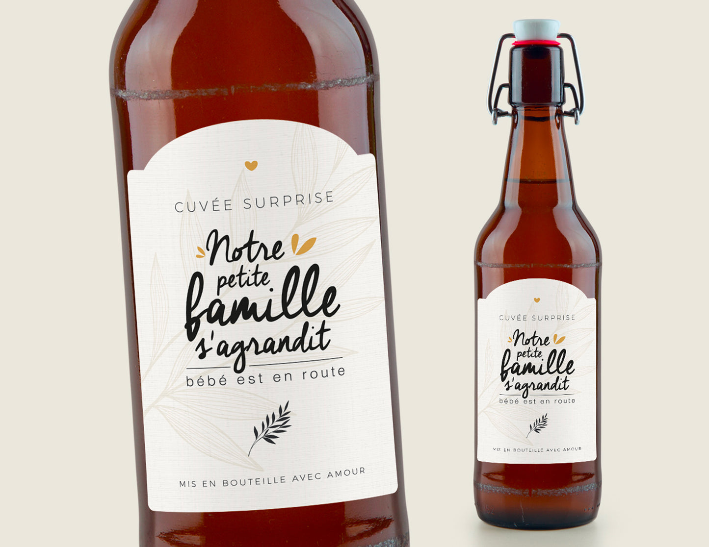 Etiquette bouteille - Notre petite famille s'agrandit