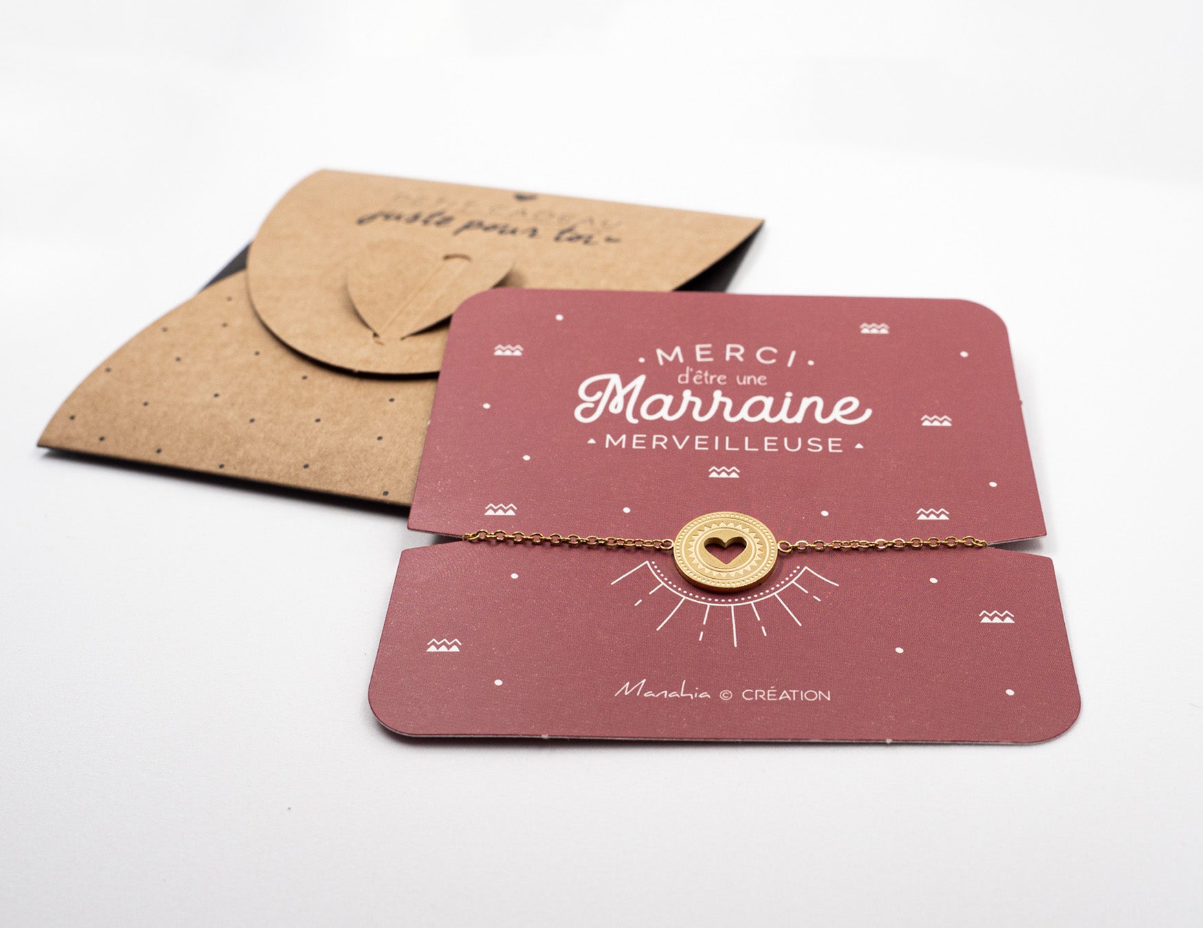 Bracelet marraine - Médaillon - Merci d'être une merveilleuse marraine - Manahia