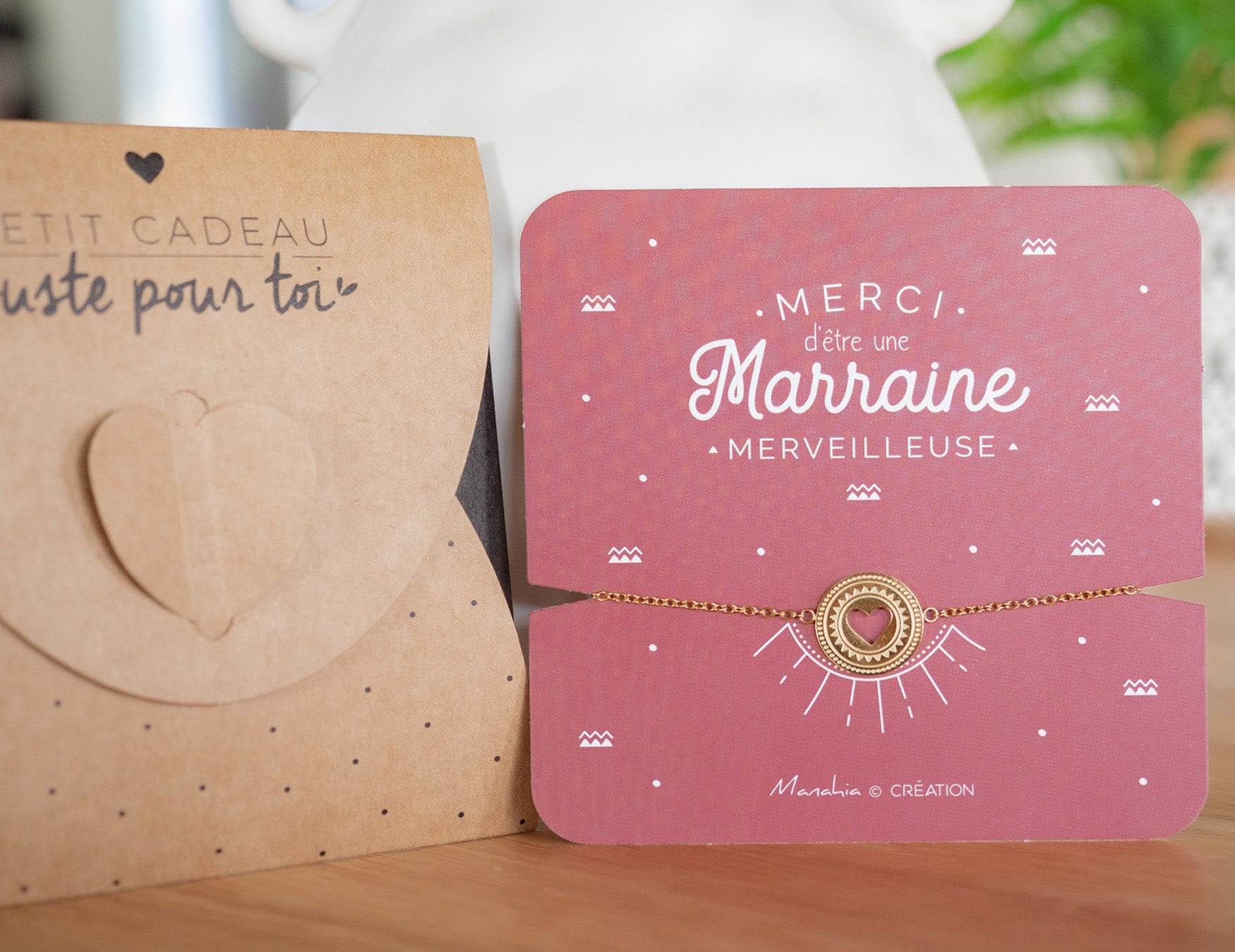 Bracelet marraine - Médaillon - Merci d'être une merveilleuse marraine - Manahia