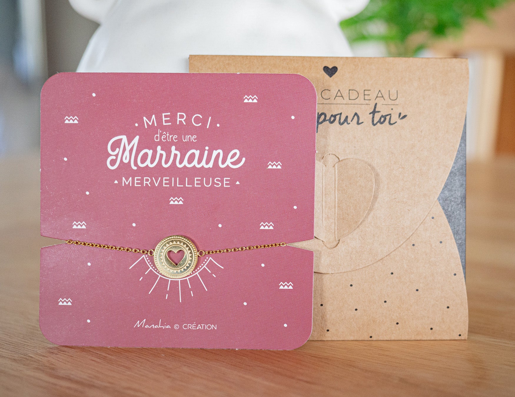 Bracelet marraine - Médaillon - Merci d'être une merveilleuse marraine - Manahia