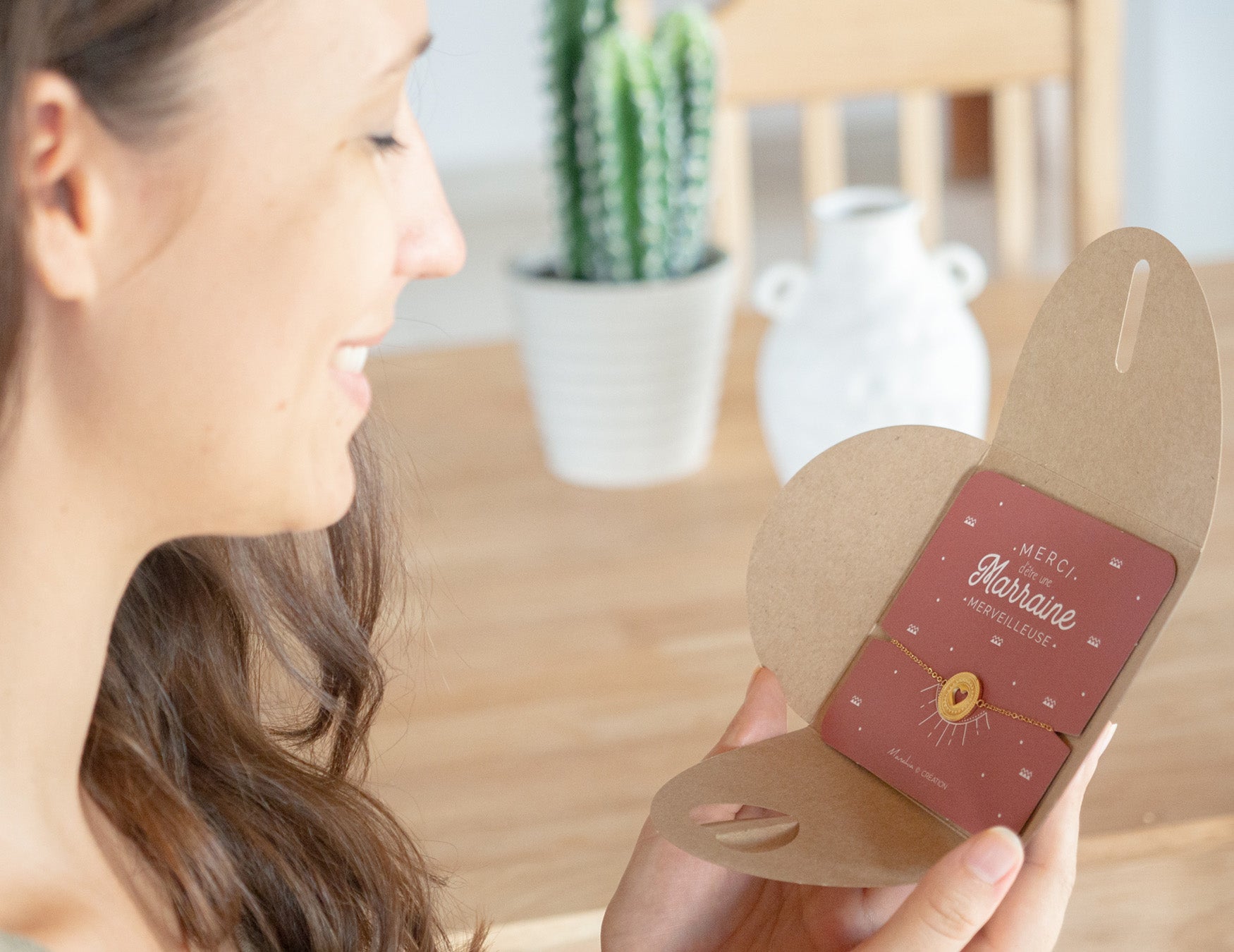 Bracelet marraine - Médaillon - Merci d'être une merveilleuse marraine - Manahia