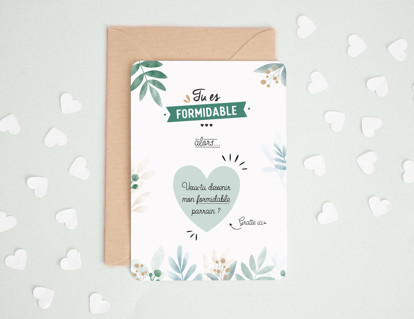 Carte à gratter parrain - Coeur - Veux-tu devenir mon parrain ? - Manahia