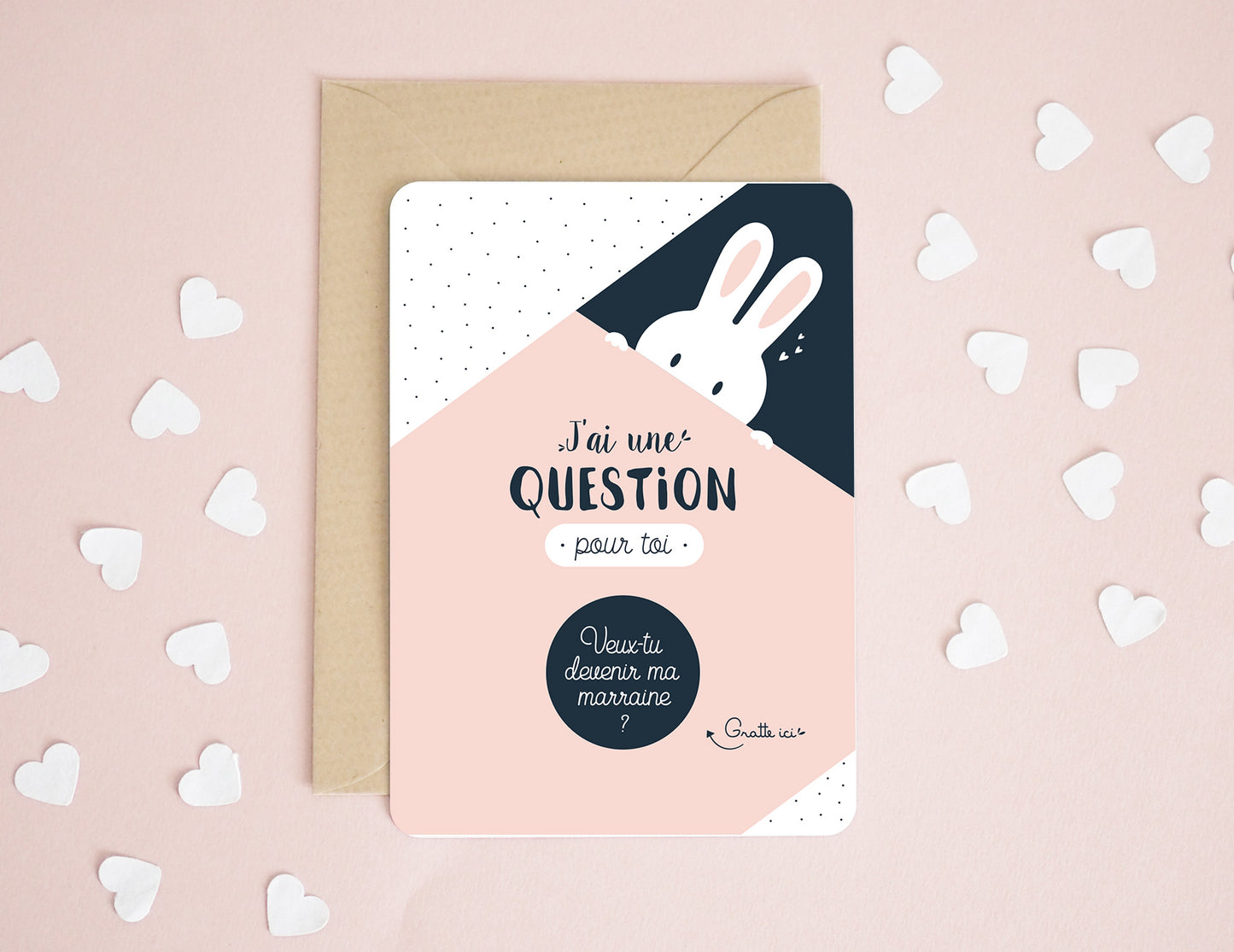 Carte à gratter marraine - Lapin - Veux-tu devenir ma marraine ? - Manahia