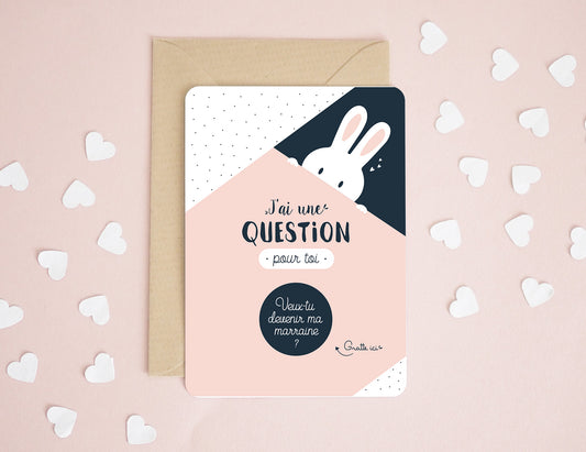 Carte à gratter marraine - Lapin - Veux-tu devenir ma marraine ? - Manahia