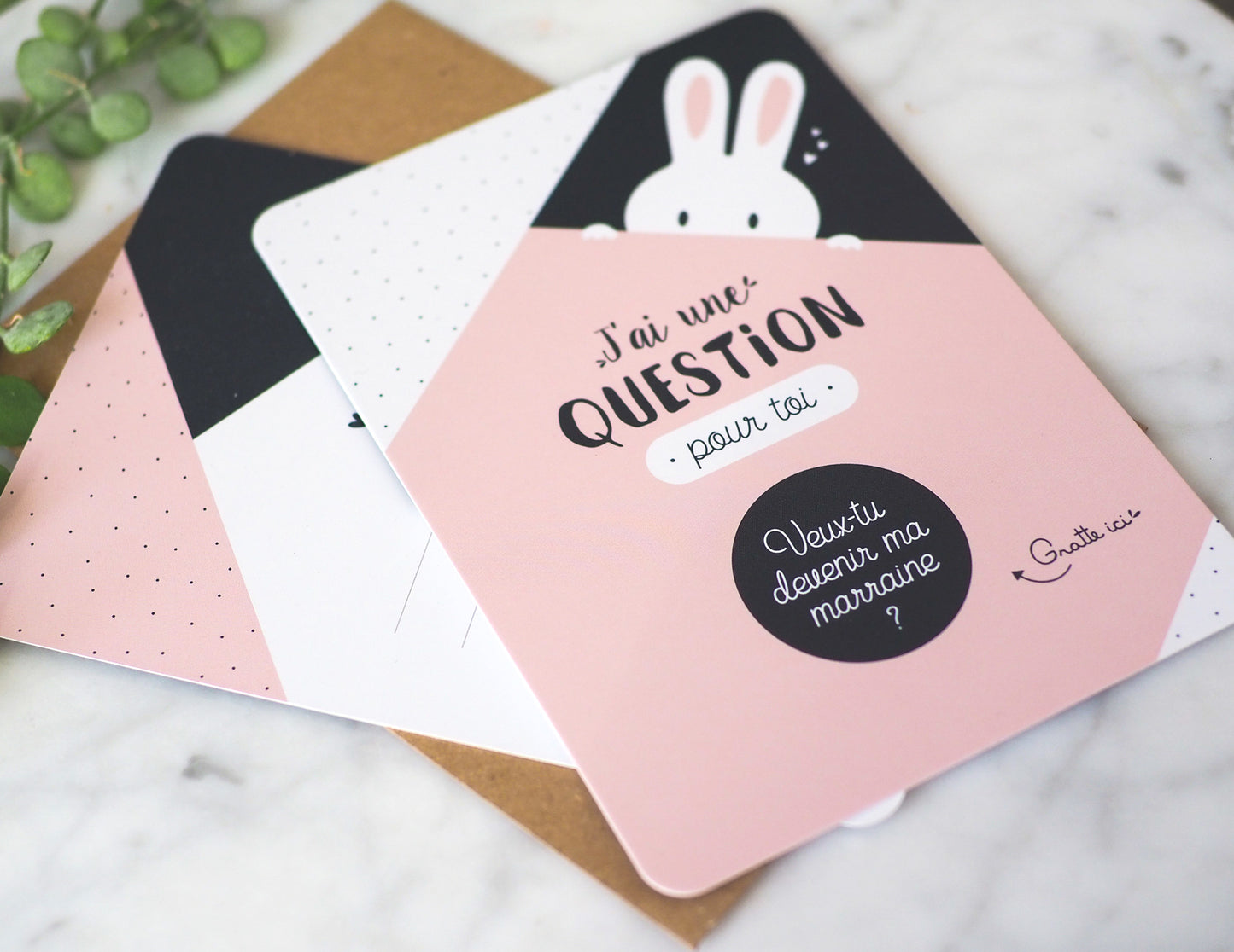 Carte à gratter marraine - Lapin - Veux-tu devenir ma marraine ?