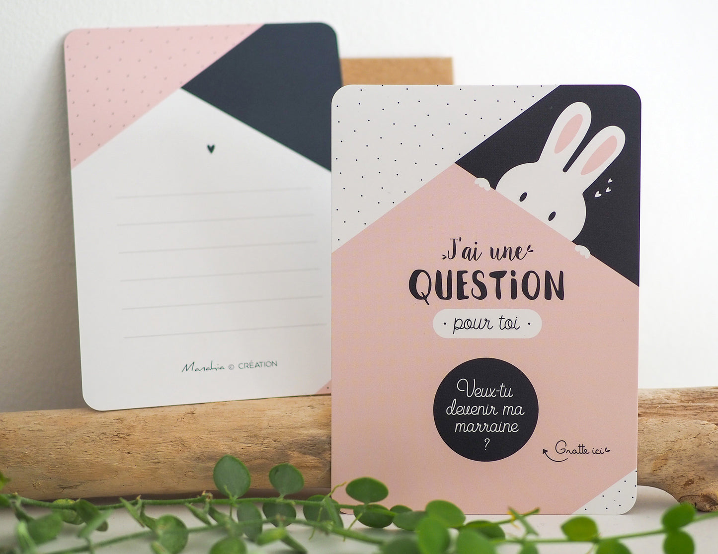 Carte à gratter marraine - Lapin - Veux-tu devenir ma marraine ?