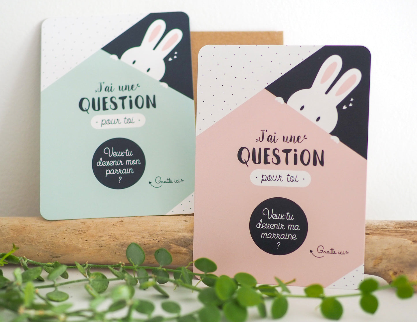 Carte à gratter marraine - Lapin - Veux-tu devenir ma marraine ?