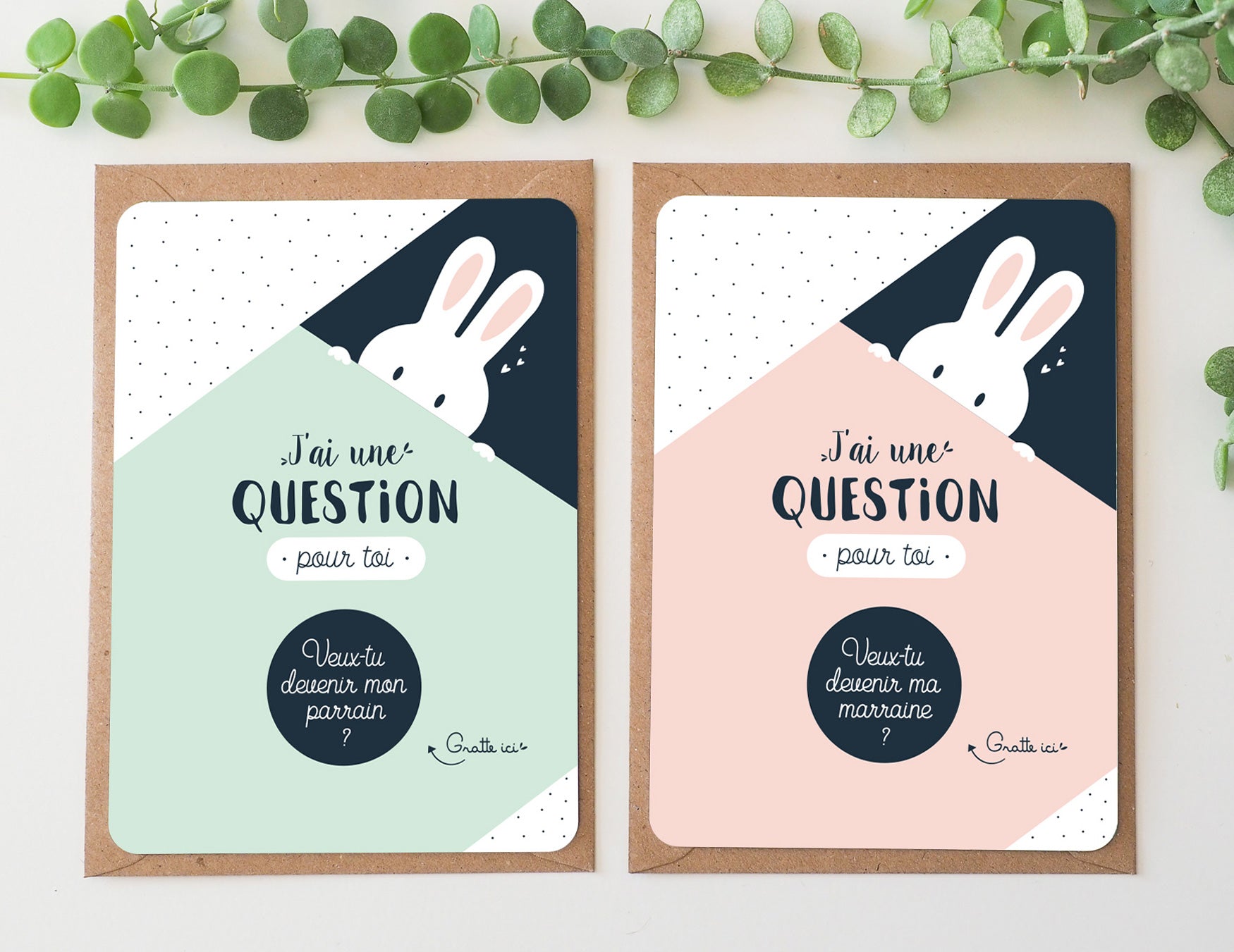 Carte à gratter parrain - Lapin - Veux-tu devenir mon parrain ? - Manahia