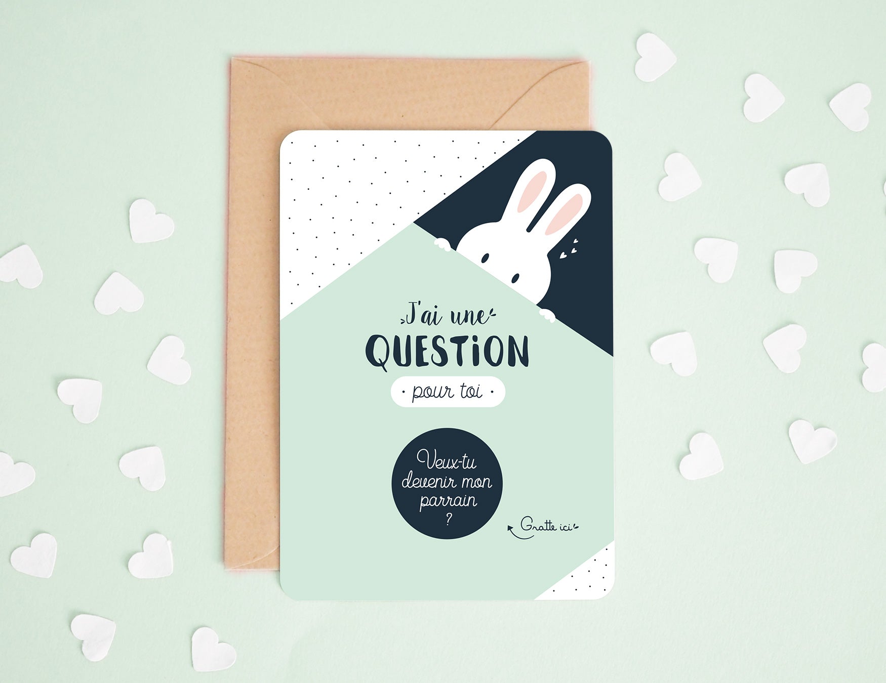 Carte à gratter parrain - Lapin - Veux-tu devenir mon parrain ? - Manahia