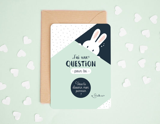Carte à gratter parrain - Lapin - Veux-tu devenir mon parrain ? - Manahia