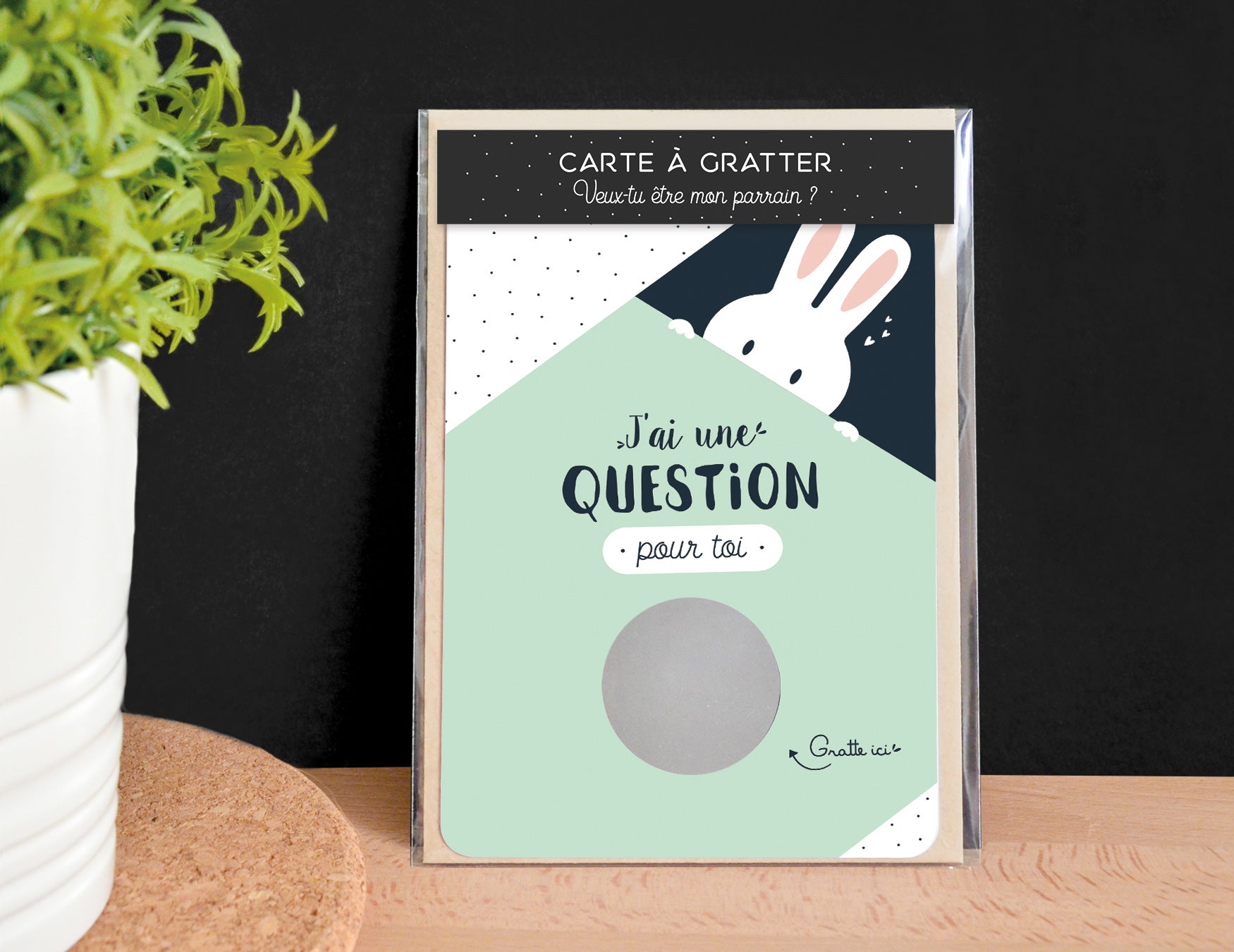 Carte à gratter parrain - Lapin - Veux-tu devenir mon parrain ? - Manahia