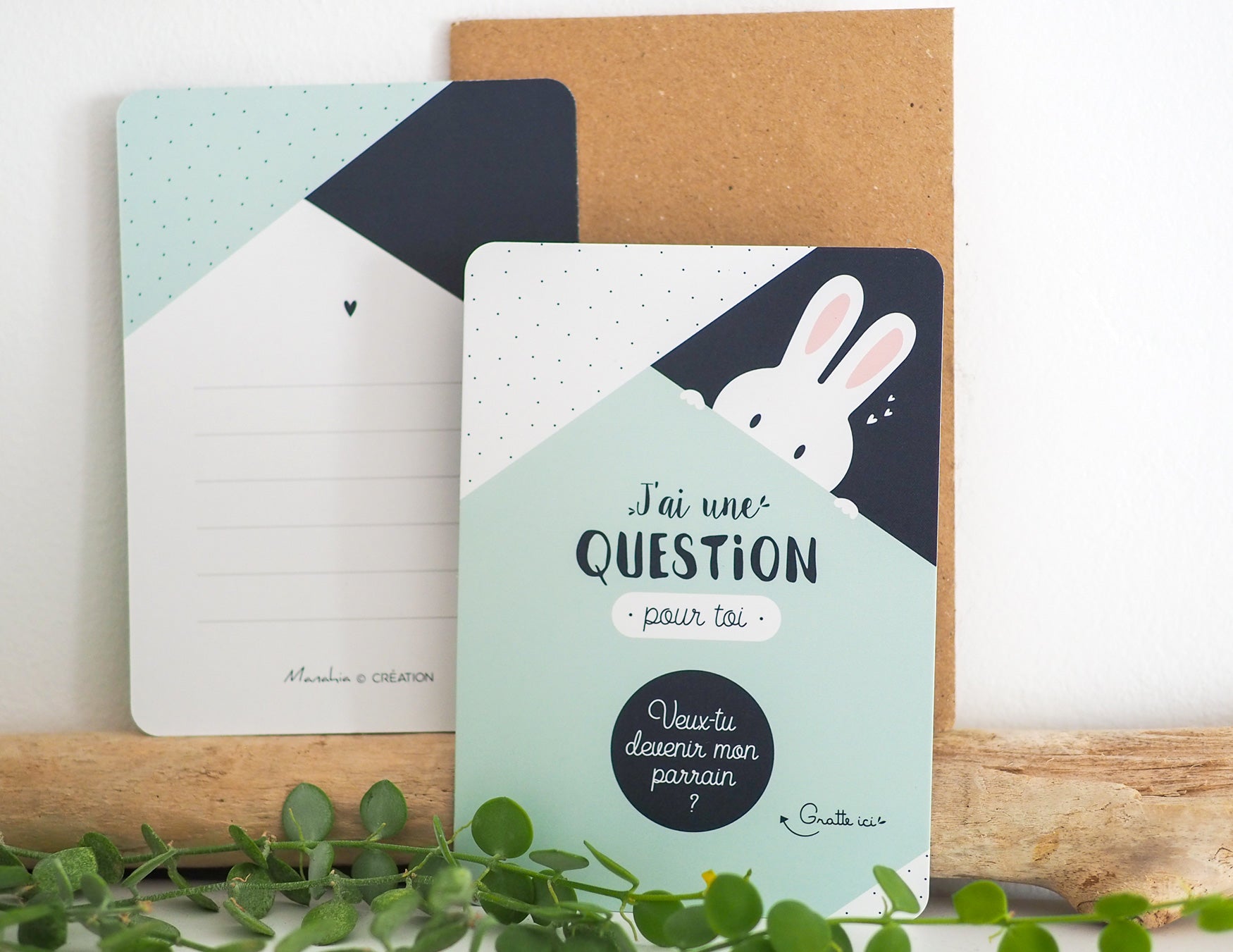 Carte à gratter parrain - Lapin - Veux-tu devenir mon parrain ? - Manahia