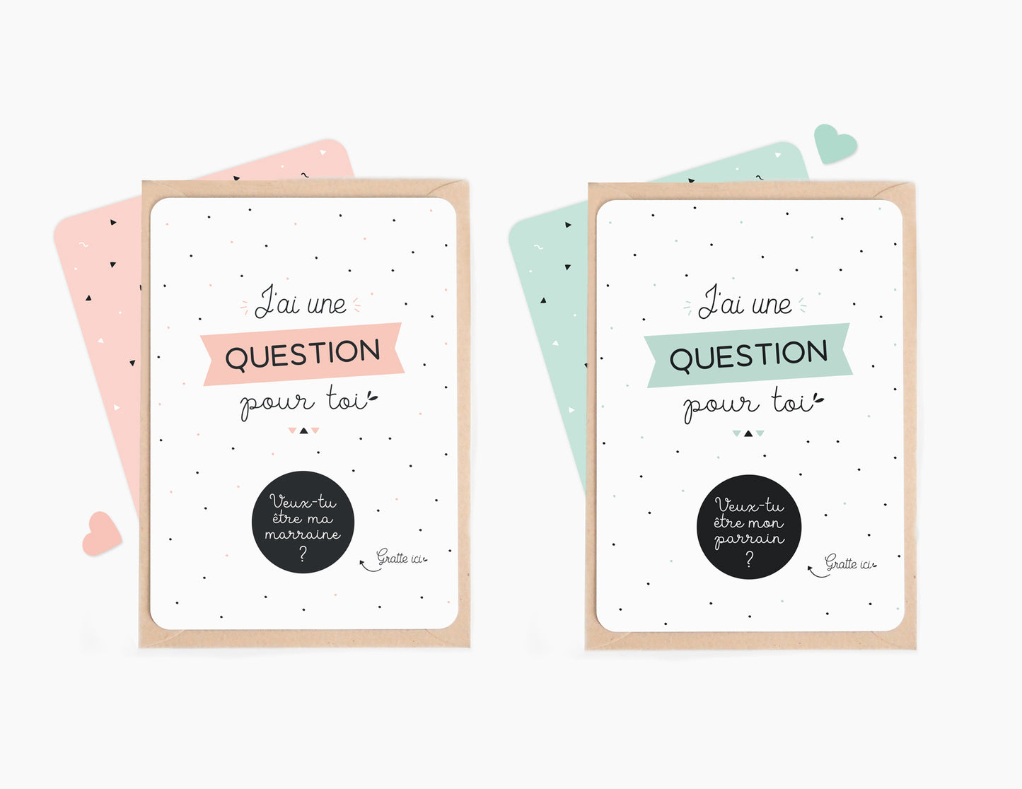 Lot de 2 cartes à gratter parrain et marraine - Classic - Manahia