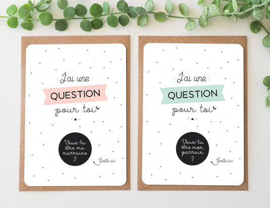Lot de 2 cartes à gratter parrain et marraine - Classic - Manahia