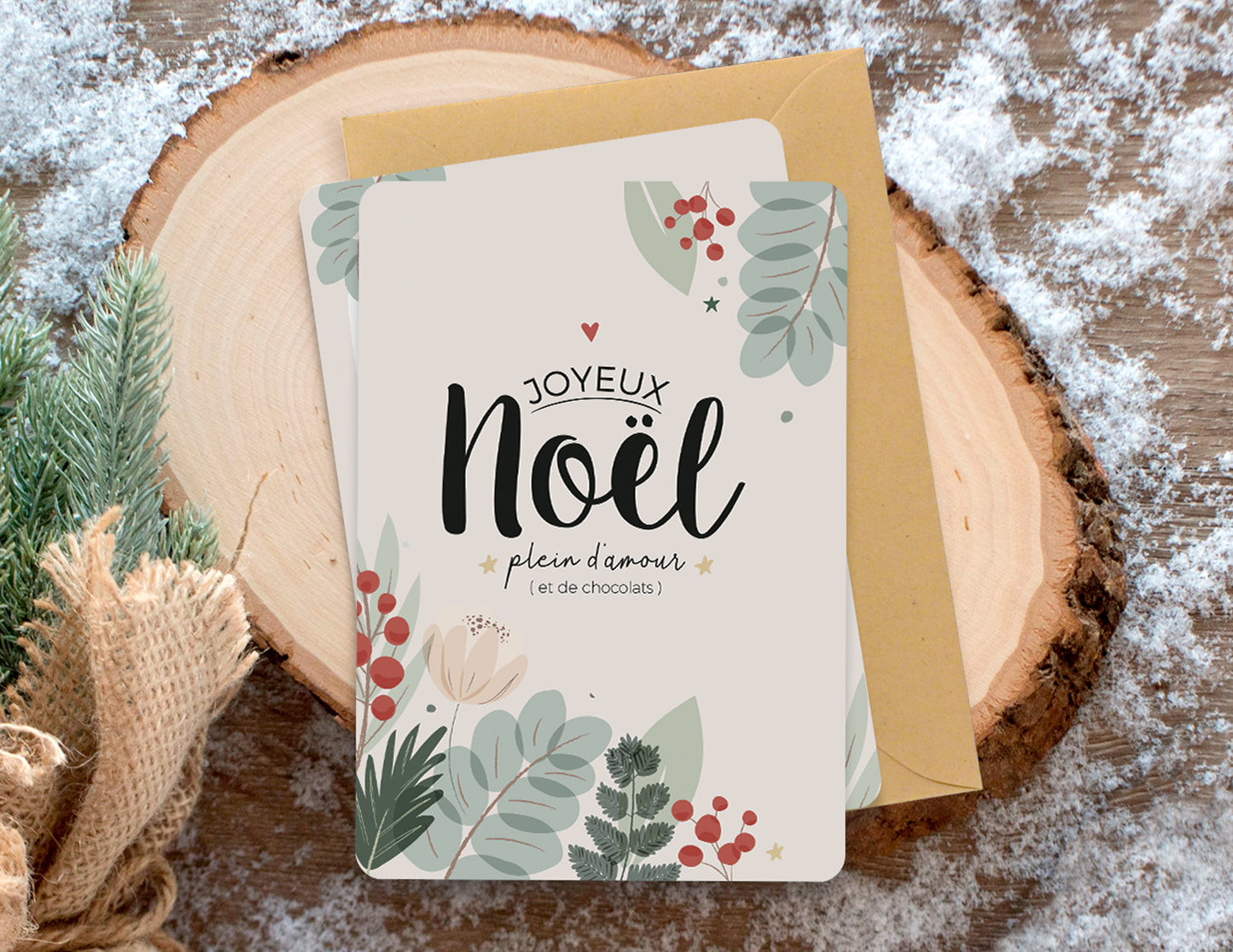 Carte - Joyeux Noël plein d'amour et de chocolats - Manahia