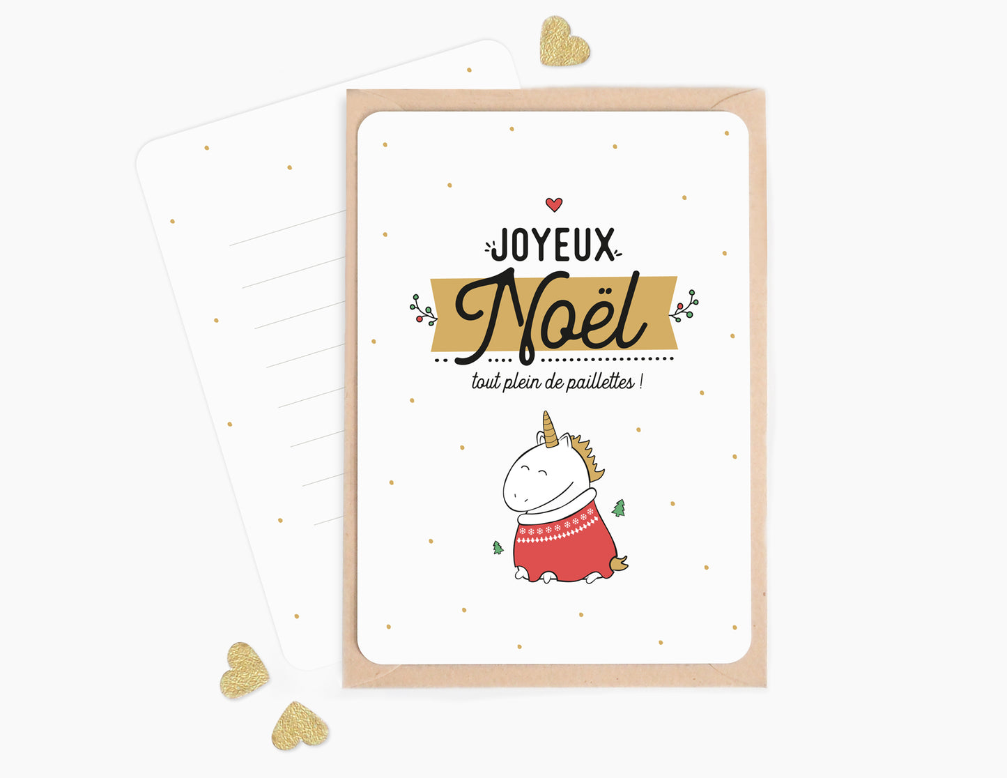 Carte - Joyeux Noël - Licorne - Manahia