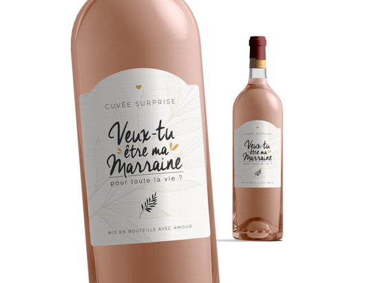 Etiquette bouteille marraine - Veux-tu être ma marraine ? - Manahia