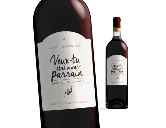 Etiquette bouteille parrain - Veux-tu être mon parrain ? - Manahia