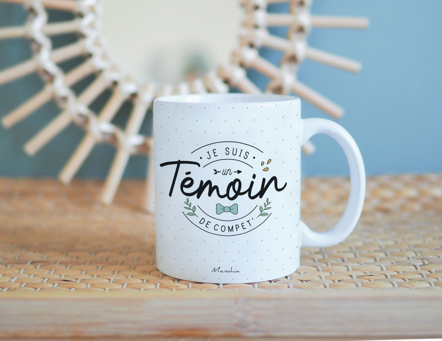 Mug - Je suis un témoin de compet' - Bleu - Manahia
