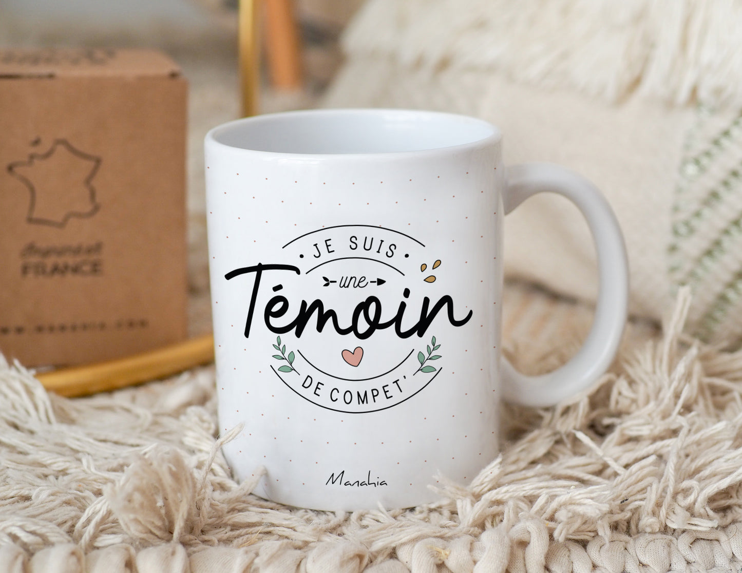 Mug - Je suis une témoin de compet' - Rose