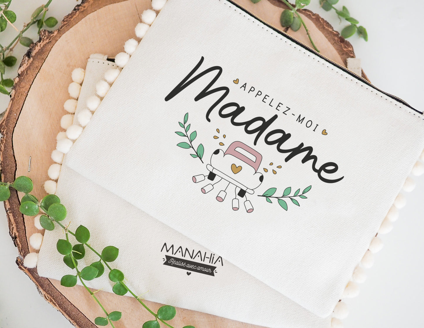 Pochette - pompon - Appelez moi madame