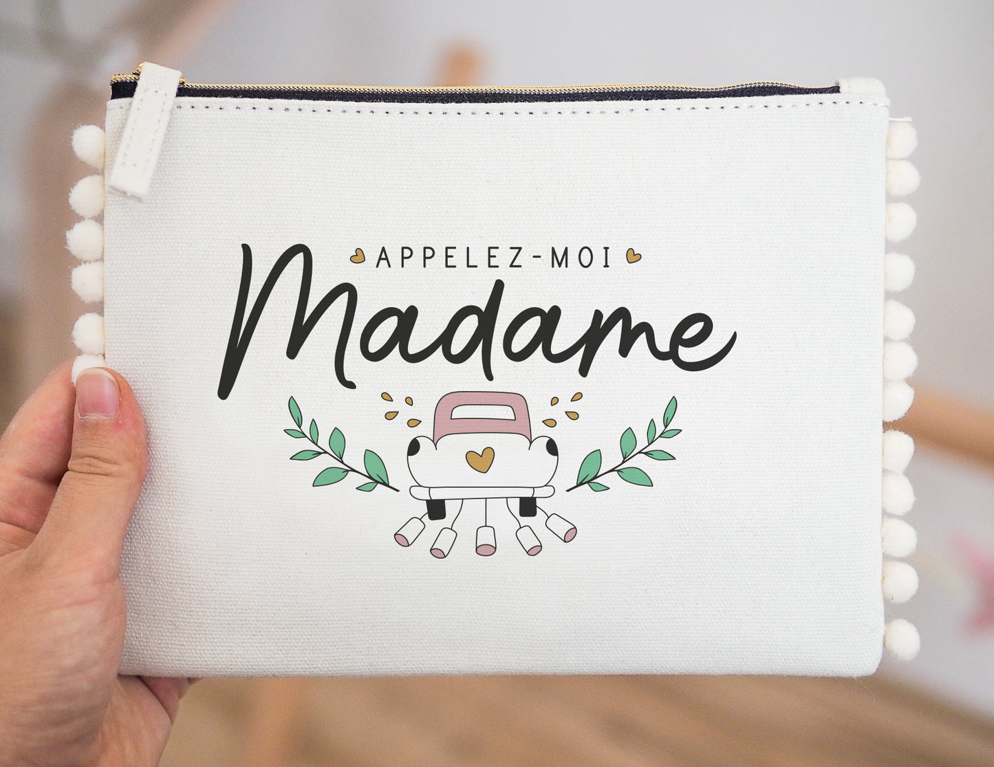 Pochette - pompon - Appelez moi madame