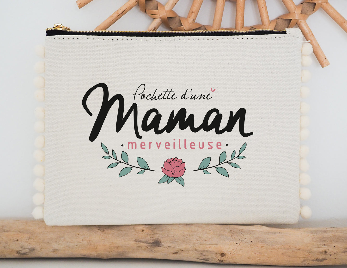 Pochette - pompon - Pochette - d'une maman merveilleuse - Manahia