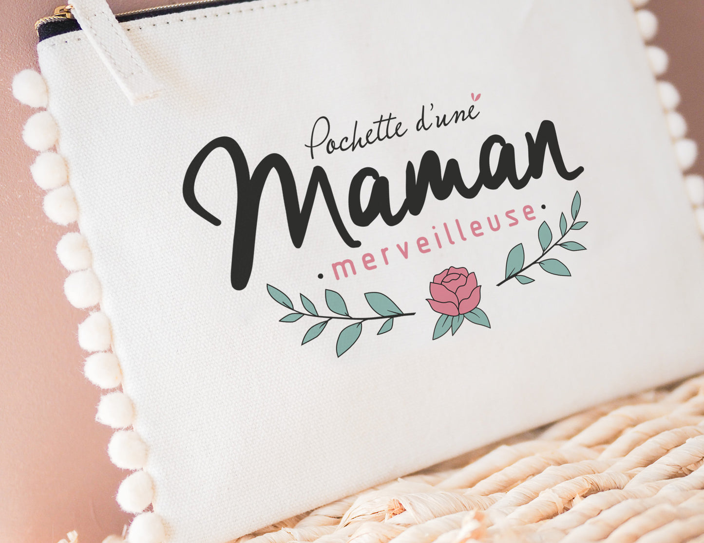 Pochette - pompon - Pochette - d'une maman merveilleuse