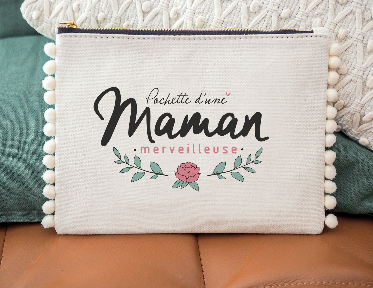 Pochette - pompon - Pochette - d'une maman merveilleuse