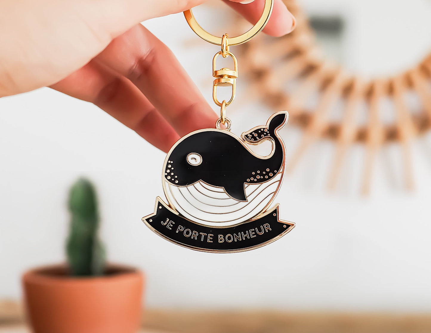 Porte-clés - Je porte bonheur - Baleine