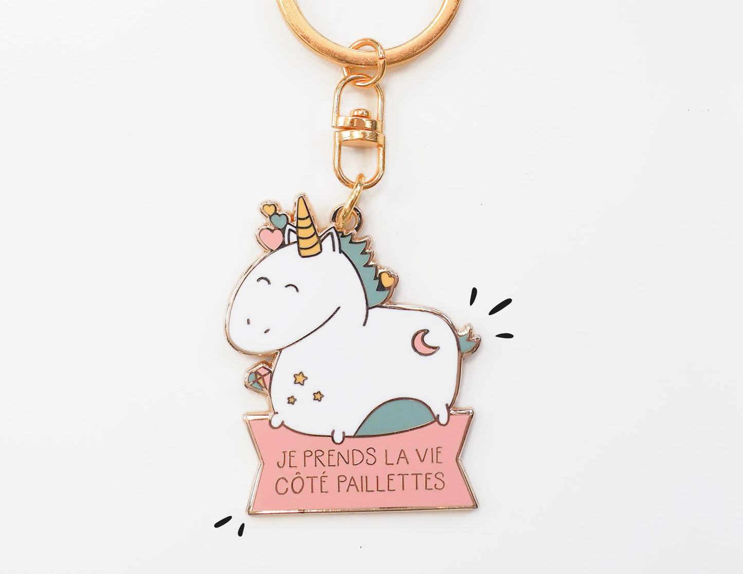Porte-clés - licorne Je prends la vie côté paillettes - Manahia