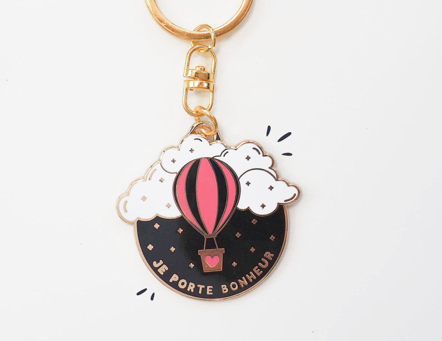 Porte-clés - Je porte bonheur - Montgolfière