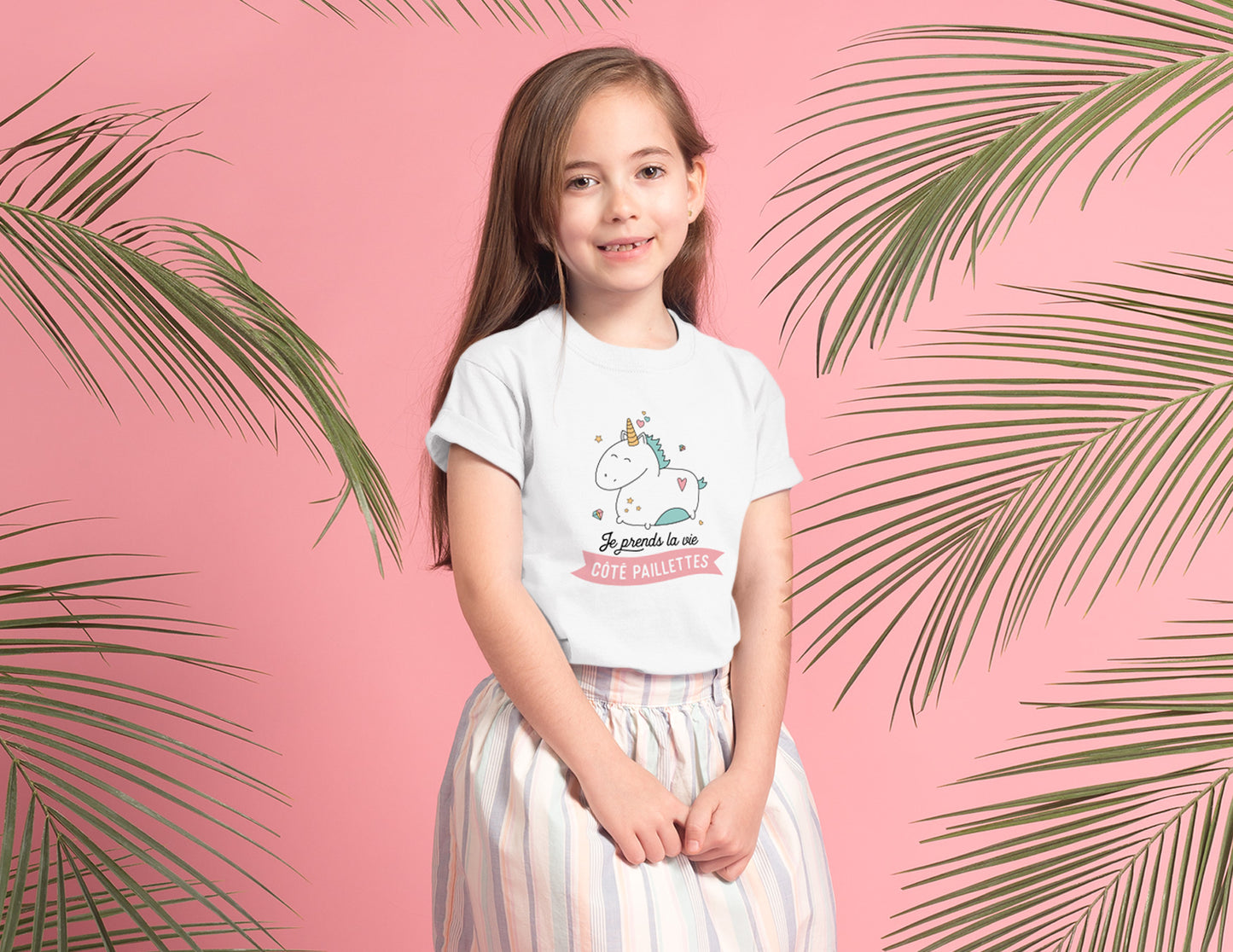 Tshirt fille - Je prends la vie côté paillettes