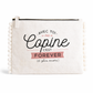 Pochette pompons copine – Avec toi ma copine, c’est forever et plus encore – pochette coton – cadeau amie