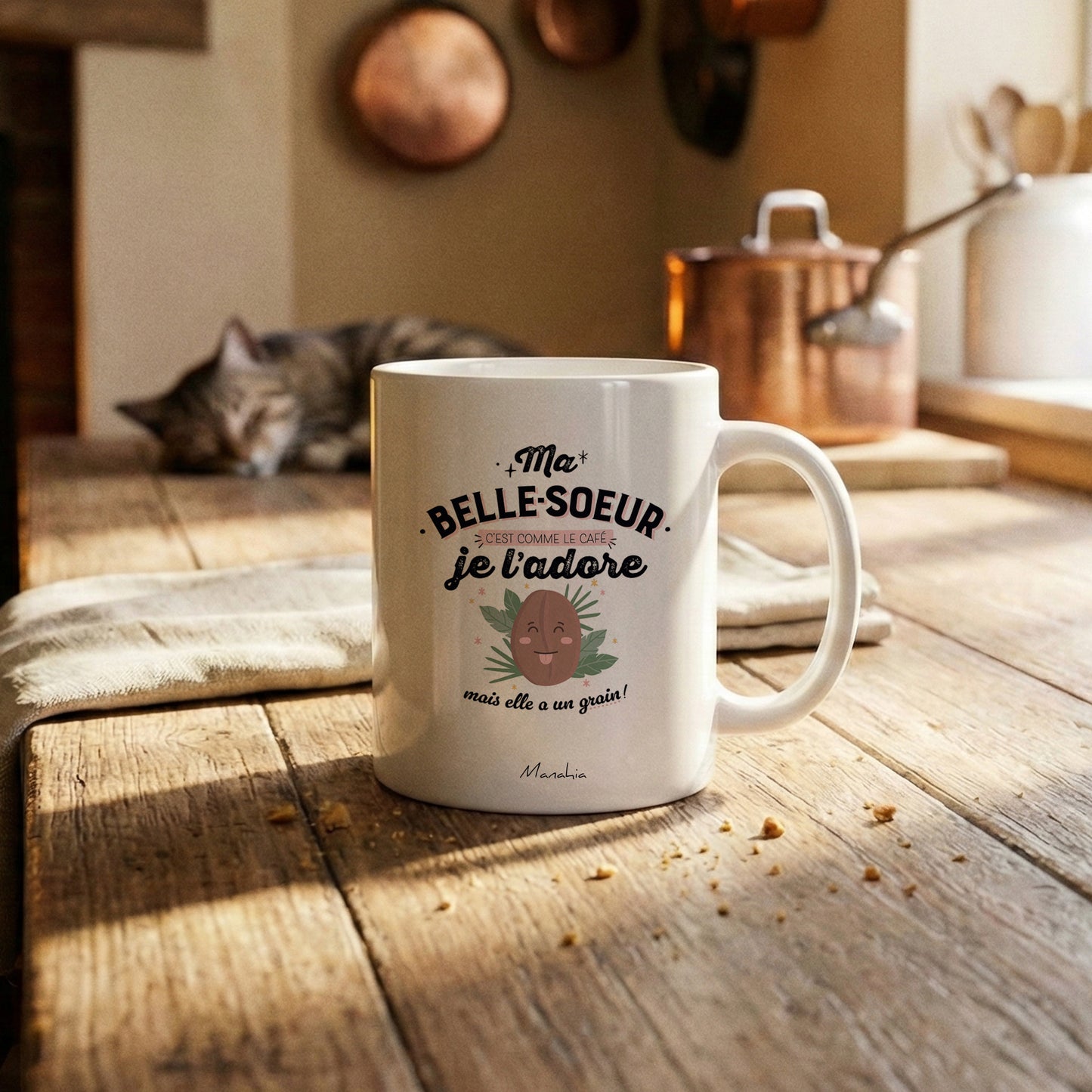 Mug belle-sœur – Ma belle-sœur c'est comme le café, je l'adore, mais elle a un grain !