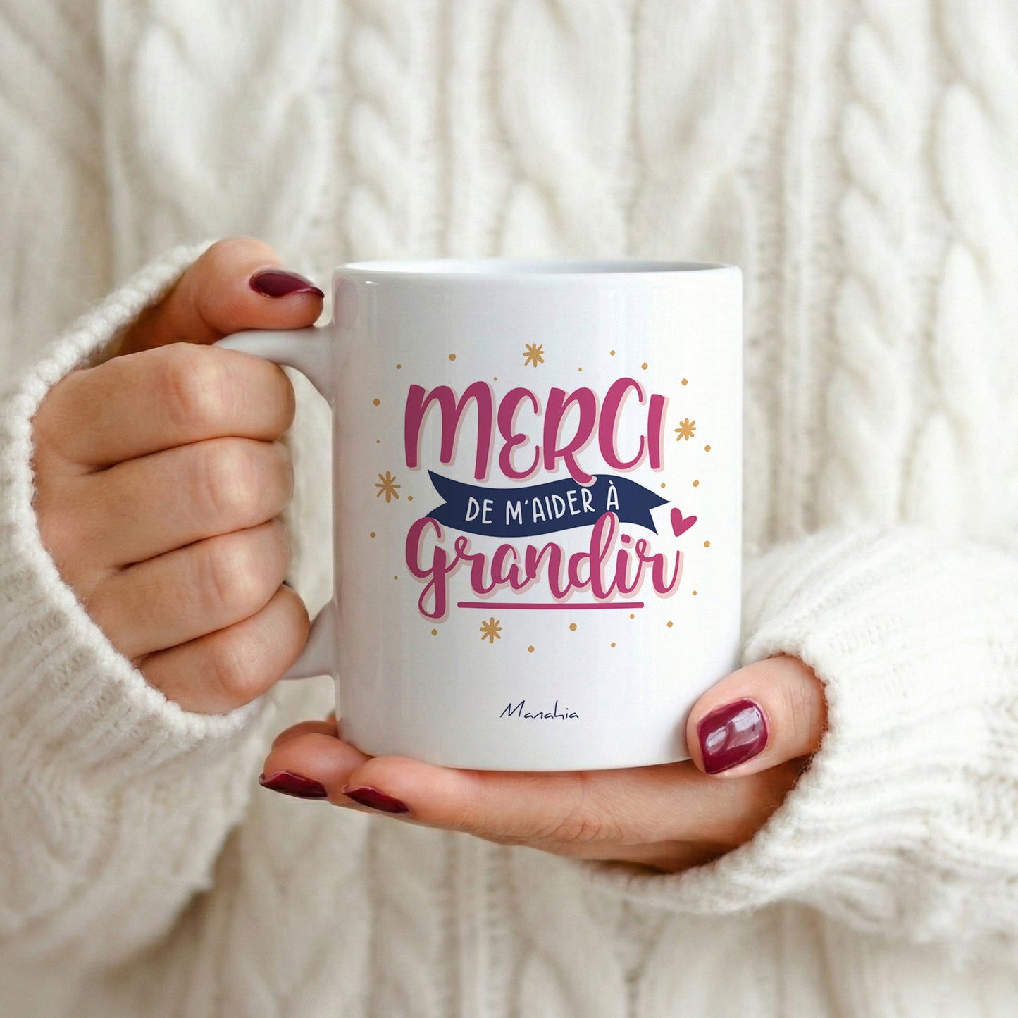 Mug école & nounou – Merci de m'aider à grandir – cadeau nounou – cadeau école