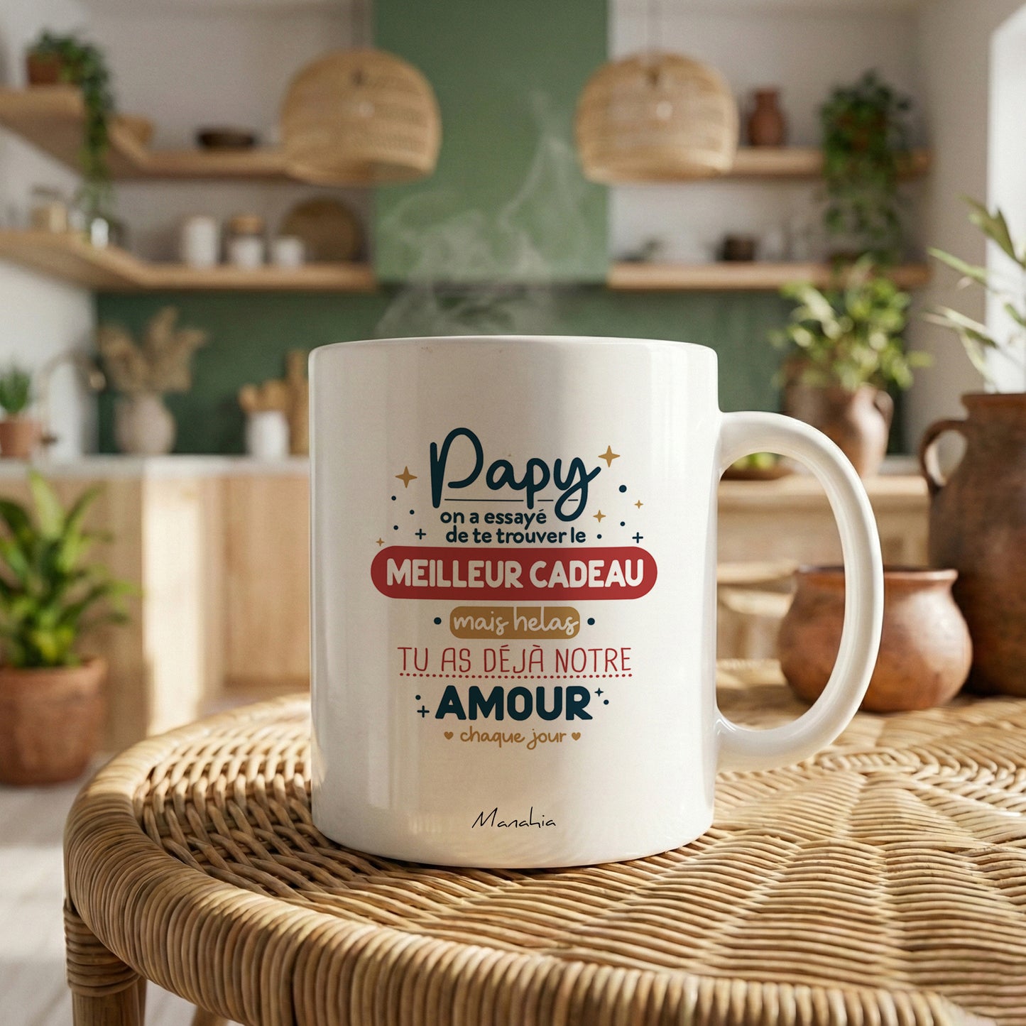Mug - Papy, on a essayé de trouver le meilleur cadeau, mais hélas, tu as déjà notre amour chaque jour.