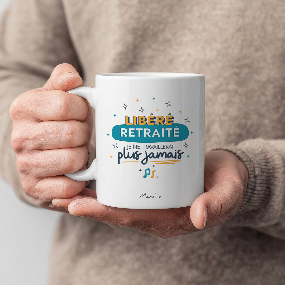 Mug retraite – Libéré, retraité, je ne travaillerai plus jamais - Bleu