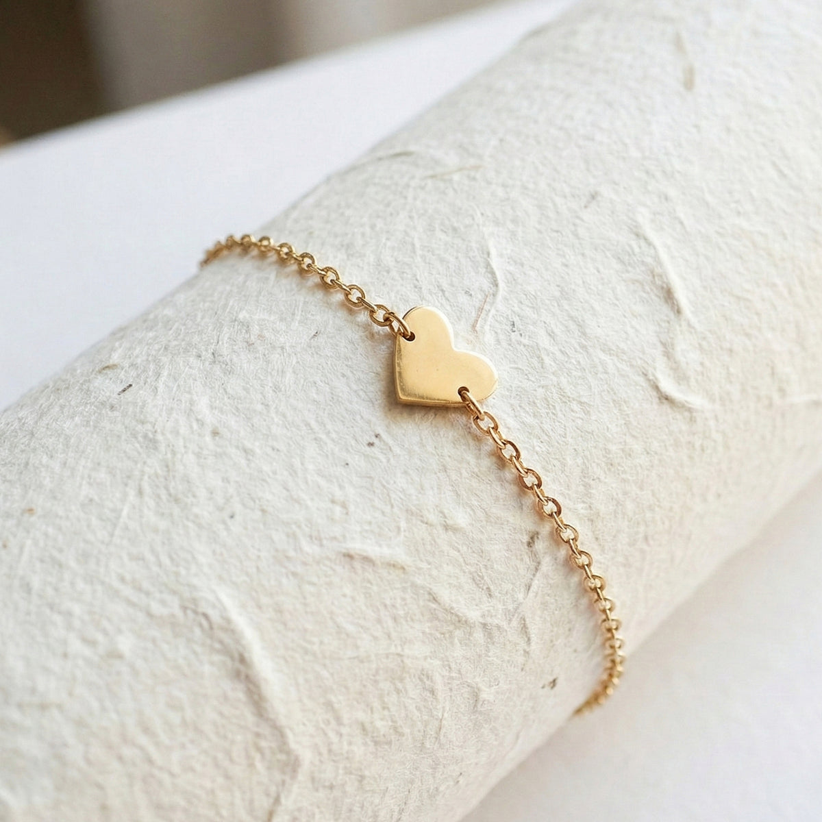 Bracelet Mamie - Coeur Doré en Acier Inoxydable